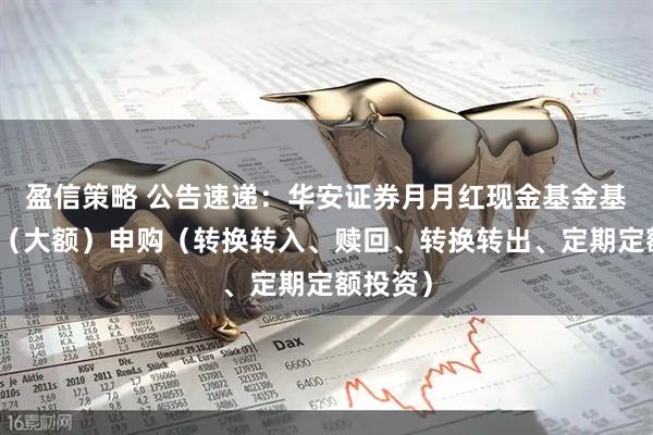 盈信策略 公告速递：华安证券月月红现金基金基金暂停（大额）申购（转换转入、赎回、转换转出、定期定额投资）